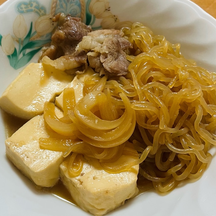 節約!豚こま肉で肉どうふ